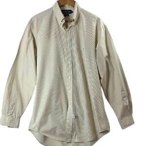 Ralph Lauren Mens Yarmouth Sz 16 Beige Gingham Plaid Pony Logo Preppy Shirt